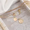 Pendant Necklaces Vintage Multi-layer Coin Flowers Chain Choker Necklace For Women Gold Silver Color Angel Portrait Chunky