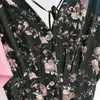 NAPOE Yüksek Bel Kalça Bir Çizgi İnce Elbise Kadın V Boyun Kısa Kollu Mizaç Vestidos Vintage Baskı Açık Geri Dantel Up Robe Y0823