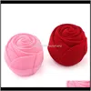 Zakjes, tassen drop levering 2021 1 stuk roze/rode roos bloem veet trouwring doos ketting cadeau container kast voor sieraden packag