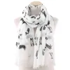 FOXMOTHER Lightweight Grey White Pet Shepherd Print Scarf For Dog Lovers Shawl Wrap Animal Scarves Ladies