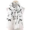 FOXMOTHER Lightweight Grey White Pet Shepherd Print Scarf For Dog Lovers Shawl Wrap Animal Scarves Ladies