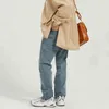 IDEFB Męska wiosna Vintage Denim Długość Spodnie Koreańskie Streetwear Moda Loose Proste Raw Krawędź Dżinsy Mężczyzna 9Y5085 210524