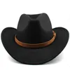Chapeaux à bord large de style ethnique Cowboy Hat mode chic Unisexe Couleur solide jazz avec décor en forme de taureau occidental elob223857560