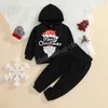 Miúdos Roupas Sets Meninas Roupas Meninos Crianças Carta De Natal Impressão Com Capuz Tops + Calças 2 Pcs / Definido Primavera Outono Moda Bebê Roupas de Xmas