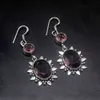 Éblouissant violet améthyste couleur argent pour femmes dames crochet goutte boucles d'oreilles 2 1/8 pouces HD848