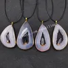 Gemstone naturale Druzy Drusy Quartz Hollow Hollow Agata Geode Slice Pendant collana con ametista trasparente cristallo nero tourmalina kyanite point placcato oro irregolare