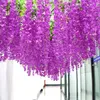 Fleurs décoratives Couronnes 12pcs Wisteria artificielle Faux Violet Plafond Flower Rotin Mariage Mariage Garden El Corridor Salon Offi