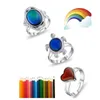 Mood Ring for Girls Adjustable Size Color Changing Ring Set for Women Girl
