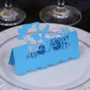 Decorações de casamento Cartões de papel de lugar a laser Cartão de papel oco com amantes para decorações de mesa de assentos de festa