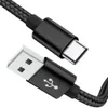 Liga de metal 2A 1M 2m 3m Tipo C Micro USB Cabos Tecido Trançado USB-C Cabo para Samsung S10 S8 S9 Nota 20 Xiaomi HTC Android Phone