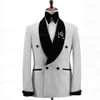 新しい光沢のあるゴールデンメンズスーツダブルブレスト紳士プロムタキシードウェディンググルーミングドレススーツジャケットとパンツシンガーパフォーマンスセットx0909