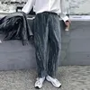 Męskie spodnie Injenne męskie Przycisk Przycisk Welor Joggers Streetwear Luźne Koreańskie Spodnie Styl 2021 Kieszenie Rozrywka Pantalon S-5XL