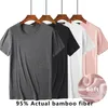 Comfortable Men's Crew Neck Bamboo Fiber Viscose Undershirt Black White Gray Short Sleeve T Shirt Men Summer Tops Plus Size 4XL 220304