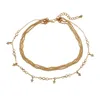 Fashion Gold 4Layer Bohemia Beads Chain Choker för kvinnor Sexiga Långt halsband Arbeta Pendant Present Smycken