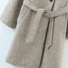Vintage kvinna lösa ramar texturerad ull lång kappa vinter damer står krage outwear kvinnliga överdimensionerade tjocka jackor 210515