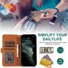 Solid color PU Leather zipper flip Wallet phone Cases For iPhone 13 12 Mini 11 Pro XR XS Max X 8 7 Plus Multiple Credit Card Slot stand kickstand Retro Pouch case