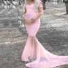 写真撮影のためのファッションストラップレスマタニティドレス妊婦セクシーフリル服妊娠ドレス女性写真小道具