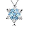 Collier flocon de neige en strass, pendentif en cristal, bijoux, chaîne à breloques à la mode pour filles et femmes, plaqué argent, cadeaux de fête d'anniversaire