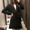 Women Chic Fashion With Shoulder Pads Mini Dress Notched Collar Long Sleeve Female Dresses Vestidos Mujer 210420
