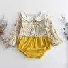 Orso Leade Neonate Primavera Pagliaccetti casual Autunno nato Fiori Patchwork Abbigliamento Infantile Manica lunga Costumi Abiti 210708