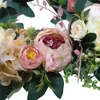 Artificial Pink Rose Wreath 15inch Front Door Wreaths with Hydrangea Green Leaves Garland Mother's Day Wedding Home Decor GGA4378