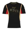 F1 Formula One Moto polyester à séchage rapide T-shirt à manches courtes 2013 Lotus Lotus Kimi Raikkonen combinaison de course col rond Tee 277w