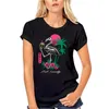 Erkek T-Shirt Riot Derneği Kısa Kollu T Shirt - Tropikal İskelet Flamingo, Siyah Yetişkin Rahat Tee Gömlek