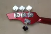 4 Strings Metalik Kırmızı Elektrik Bas Gitar Krom Donanım, Aktif Devre, Humbucking Pickups ile Özelleştirilebilir