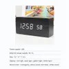 US stock LED Wooden Digital Alarm Clock With USB Charging Ports Black a51
