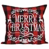 Christmas Pillow Case Black and Red Buffalo Plaid Linen Cushion Cover for Sofa Couch Xmas Decor 18 Inch KDJK2108