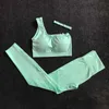 2 Piece Yoga Set Women Gym Clothes One-shoulder Sports Bra Fitness Leggings Workout Sets For Sportswear Athletic Suits 210802