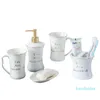 Brief Light Luxury Five -Piece Ceramic Bathroom Set European Style Bathroom Hand Sanitizer Bottle Suite -98