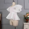 بلوزة بيضاء قمم زائد حجم النساء الكشكشة كم القمصان peplum مساء حزب ليلة خارج المناسبة blusa إسقاط الصيف 210527