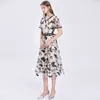 Fashion Designer Summer High Quality Maxi Dress Women Slim Mesh Butterfly Embroidery V -Neck Ladies Long Dresses 210520