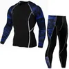 Winter Heren Thermische Ondergoed Lange Mouwen Fitness Panty Sportkleding Compressie Elastische Track en Veld Draagkleding Heren 211123