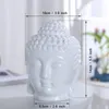 Thai Buddha Head Essential Oil Burner Ceramic Fragrance Lamps Aroma Diffuser Candle Holder Zen Ornament Home Aromatherapy Black White