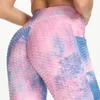 #VO Bubble Tie-dye Print Leggings Women With Pocket Breathable Hip Lifting Exercise Running Gym Jeggings Female Yoga Pants Outfit