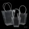 Sac cadeau transparent trapézoïdal sac à main de rangement en plastique sacs de fleurs en PVC sacs d'emballage de magasin sacs à main de fleurs de vacances de fête ZC3989377991