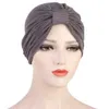 Nieuwe effen kleur gestreepte stof tulband motorkap zachte stretch india hoed hoofd sjaal moslim steken hoofdtooi hijab caps