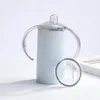 DIY 12oz Straight Sublimation Tumbler Sippy Cup Deckel und Griffe Edelstahlbecher mit flachen Schnullerdeckeln Babymilchflasche gyq