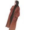 女性のウールブレンドカシミヤコートミドル丈秋冬 2021 ウールスーツの襟厚い大きなポケット気質高貴なエレガント