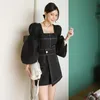 Two Pieces Set Women Spring Lantern Sleeve Blouses Top And High Waist Shorts Korean Chic Casual Office Lady Work 210529