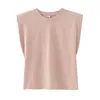 Spring Women Spalline Profile Vest T Shirt Donna Solid Loose Tops T1370 210623