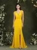 Vestido de dama de honor de gasa amarillo de moda una línea vestido largo de dama de Honor boda de verano hecho a medida BM3101