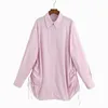 Übergroße Frauen Hemd Herbst Mode Rosa Farbe Volle Hülse Bluse Hohe Qualität Baumwolle Moderne Dame Plus Größe Shirts 210602