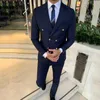 White Slim fit Casual Men Suits for Wedding Prom with Double Breasted 2 piece Custom Groom Tuxedo Man Fashion Clothes 2020 X0909