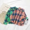 Spring fashion boys plaid long sleeve shirts kids cotton 2 colors casual Tops clothes 210713