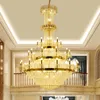 American Crystal Chandeliers Lights Fixture LED 현대 유럽의 큰 긴 샹들리에 3 색 어두운 홈 실내 조명 직경 120cm 150cm