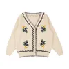 2021 children's clothing autumn new small and medium-sized girl embroidery long sleeved sweater cardigan coat Y1024