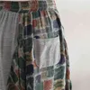 Johnature Autunno Cotone Lino Pantaloni Harem per le donne Elastico in vita Tasche dei pantaloni Patchwork Pantaloni vintage di alta qualità 210521